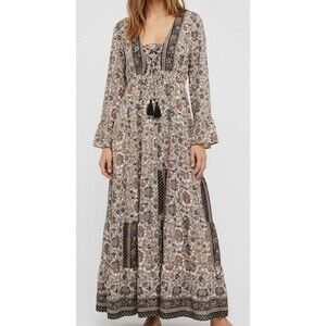 Anthropologie Boemo Boho Floral Maxi Dress Peasant Cottagecore Tiered XL Petite